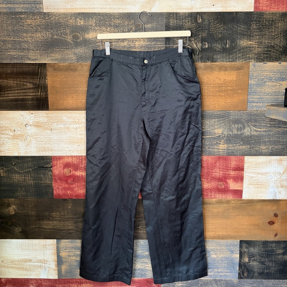 Vintage Versace Jeans Couture Silk Pants Drk Grey Stain Sheen 30 By 28
